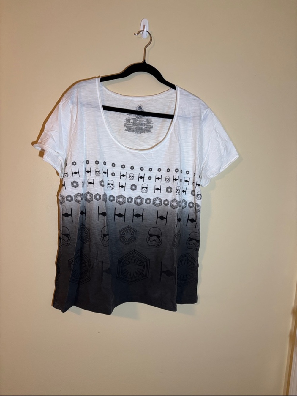Disney Women's White to Black Ombre Star Wars Tee “dark side”